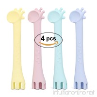 4PCS Baby Silicone Spoon Feeding Training Spoon  Giraffe Baby Teething Soothing Toy BPA Free (4PCS) - B07DL7VXGL